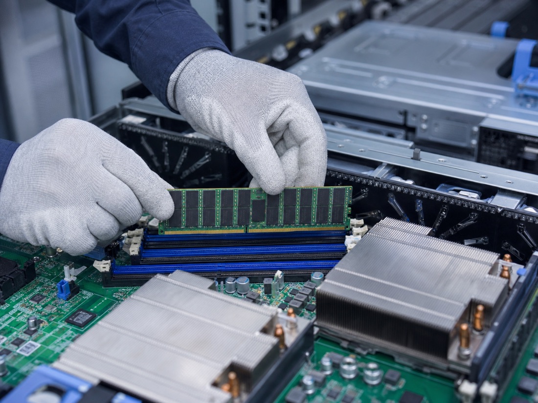 Technician installing ECC server memory